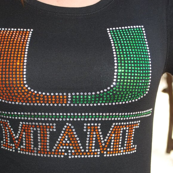 Hurricanes rhinestone bling black short sleeve RN XS S M L XL XXL 1X 2X 3X 4X 5X - Picture 2 of 6